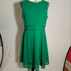 Calvin Klein Size 12 Green Illusion Trim Fit & Frame Dress